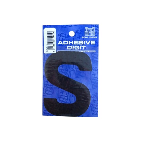 S - 3in. Adhesive Digit - Black - Pack Of 12
