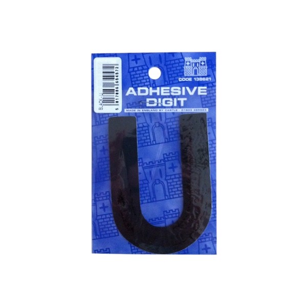 U - 3in. Adhesive Digit - Black - Pack Of 12