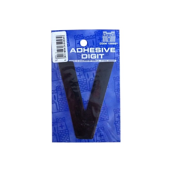 V - 3in. Adhesive Digit - Black - Pack Of 12