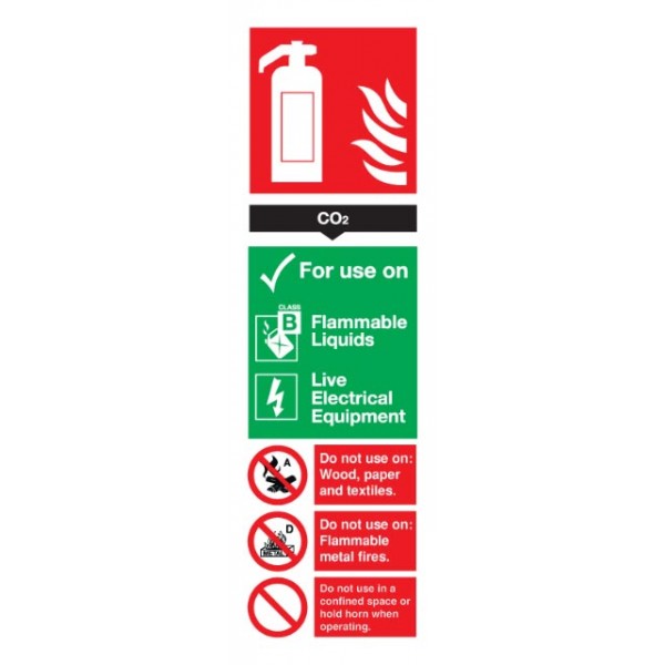 CO2 Fire Extinguisher Sign - Rigid Polypropylene - 300mm x 100mm
