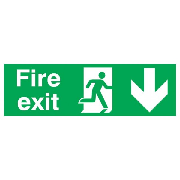 Fire Exit Arrow Down - Rigid Polypropylene - 150mm x 450mm
