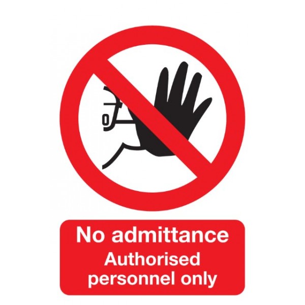 Authorised Personnel Only Sign - Rigid Polypropylene - 210mm x 148mm