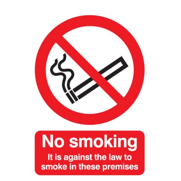 No Smoking (Legally Required) Sign - Rigid Polypropylene - 210mm x 148mm