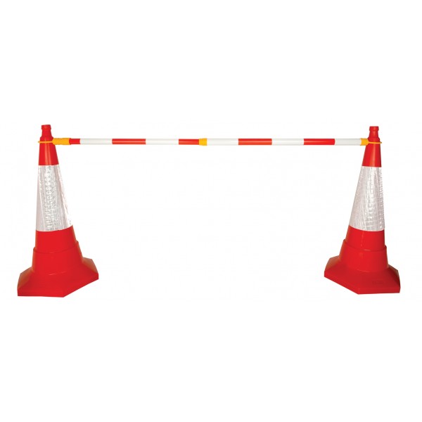 Retractable Cone Bar Barrier - Red/White
