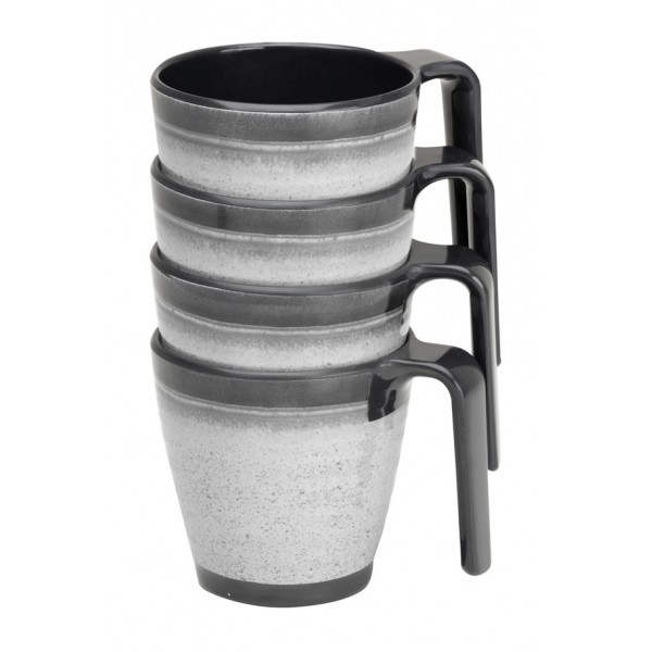 Granite Stacked Mug Set Grey - Pack of 4