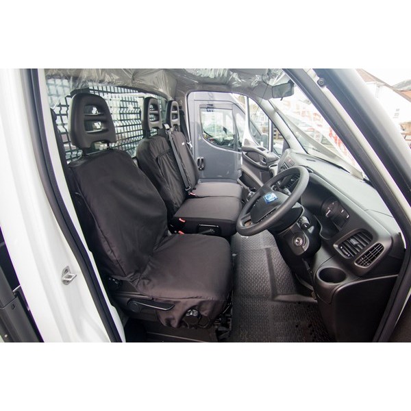 Van Seat Cover - Single Driver and Double Passenger Front Set - Black -  Iveco Daily 2014 Onwards