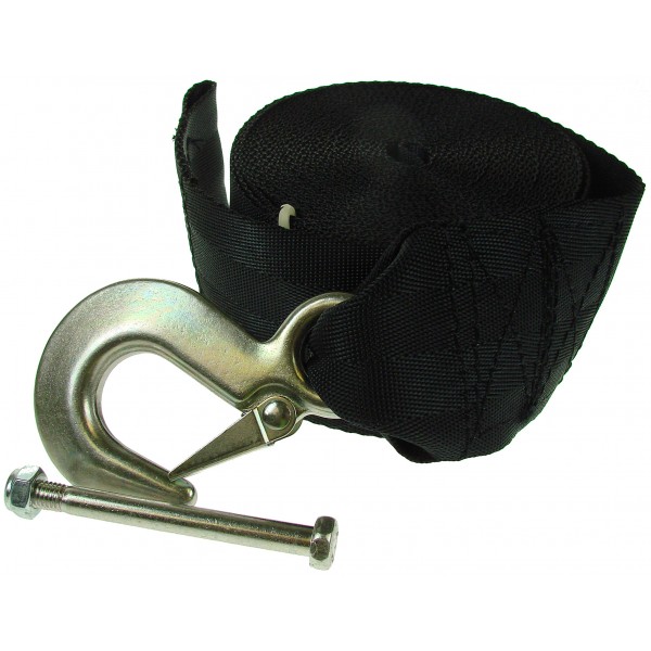 Polyester Winch Strap with Hook - 8 Metre