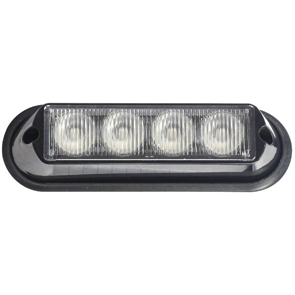 Amber LED Strobe Lamp with Shroud - 4 x 3W - 12/24V