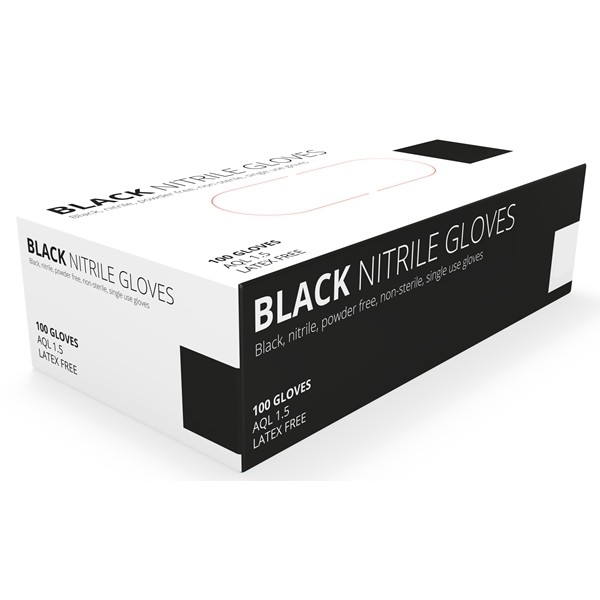 Black Nitrile Powder Free Gloves - Medium - Pack of 100