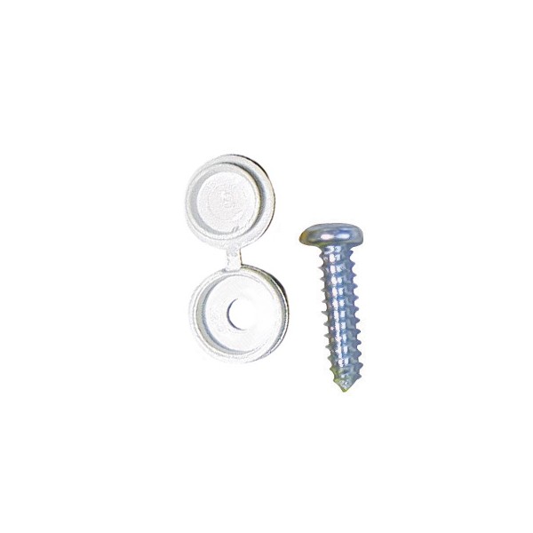 Number Plate Caps & Screws - White - Pack of 50