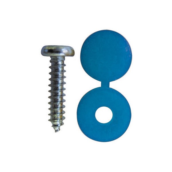 Number Plate Caps & Screws - Blue - Pack of 50