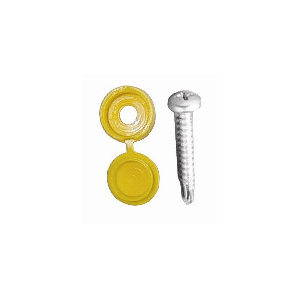 Number Plate Drill Screws & Caps - Yellow - Pack Of 20