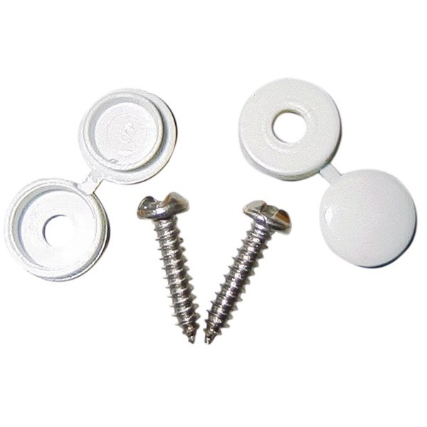 Number Plate Security Caps & Screws - White - Pack Of 20