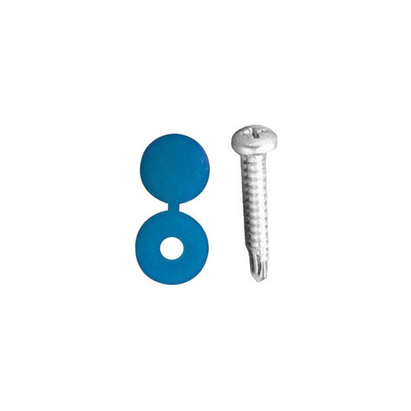 Number Plate Drill Screws & Caps - Blue - Pack Of 20
