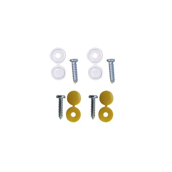 Number Plate Caps & Screws - White & Yellow - Pack Of 4