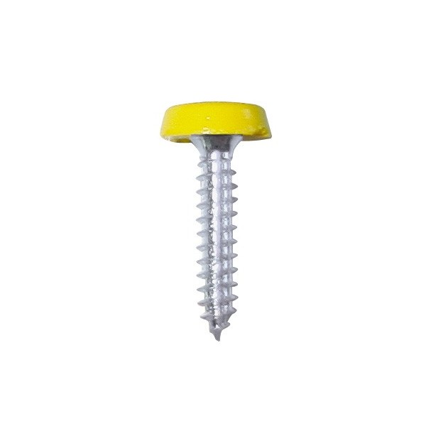 Number Plate Plastic Top Screw - Yellow - Pack Of 2