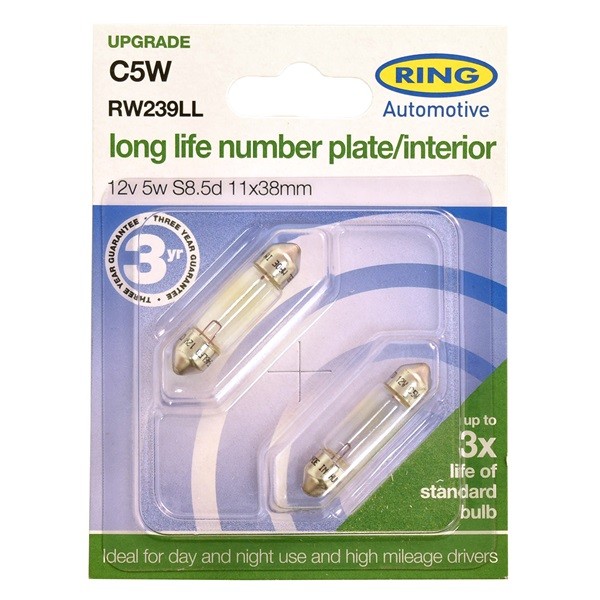 Festoon Bulbs - 12V 5W S8.5d 11 X 38 - Long Life