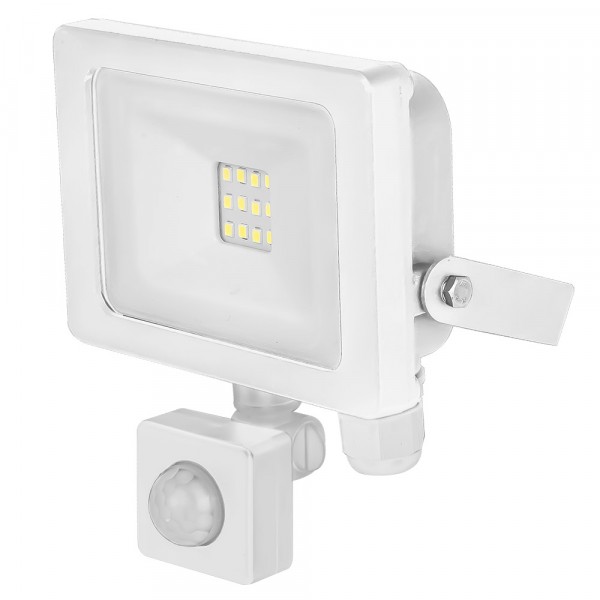 Slim Line LED Flood Light with PIR - White - 10W