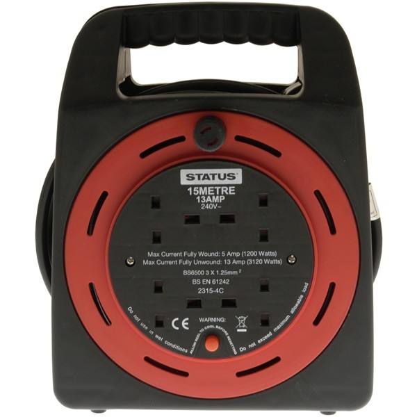 4 Way Cassette Cable Reel - Red - 15m