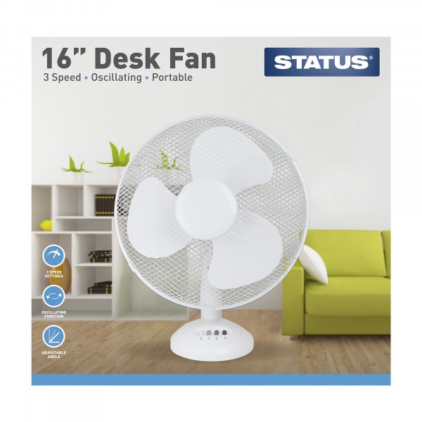 3 Speed Oscillating Desk Fan - 16in.