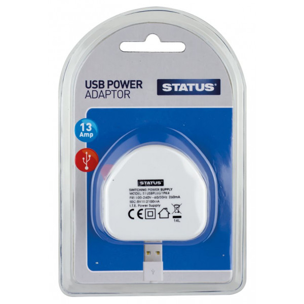 USB Power Adaptor - 13A - Single Pack