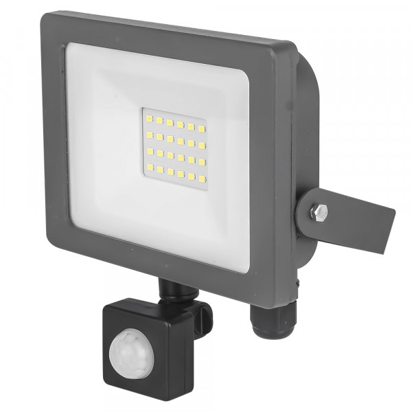 Slim Line LED Flood Light with PIR - Grey - 20W