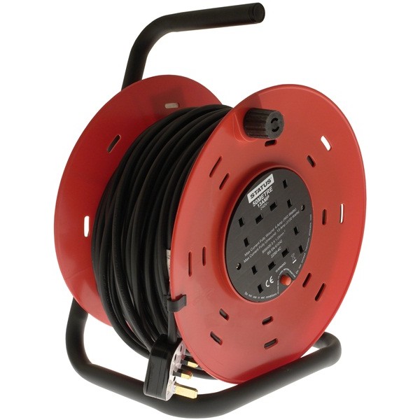 4 Way Open Frame Cable Reel - Red - 50m