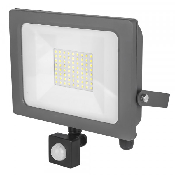 Slim Line LED Flood Light with PIR - Grey - 50W