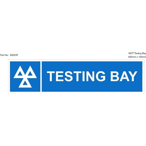 Rigid Sign - MOT Testing Bay - 600mm x 150mm