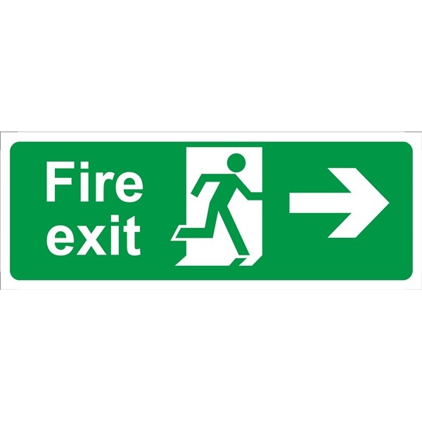 Fire Exit Arrow Right - Self Adhesive Vinyl - 150mm x 400mm