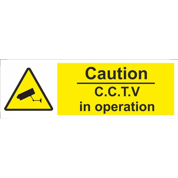 Caution CCTV in Operation Sign - Self Adhesive Vinyl - 100mm x 300mm