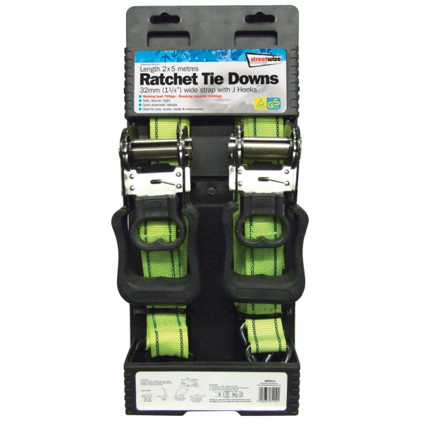 Ratchet Tie Down - 32mm/5m - Pack Of 2