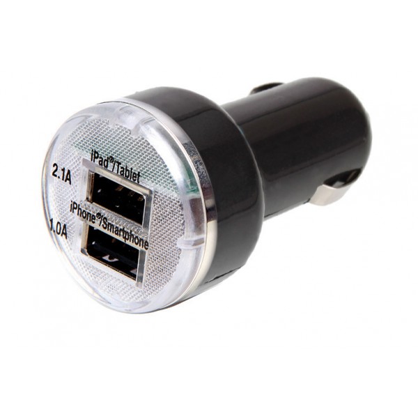 Twin USB Adaptor - Clear - 12V