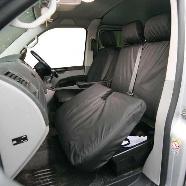Van Seat Cover - Front Double - Black - Volkswagen Transporter (2003 Onwards) 