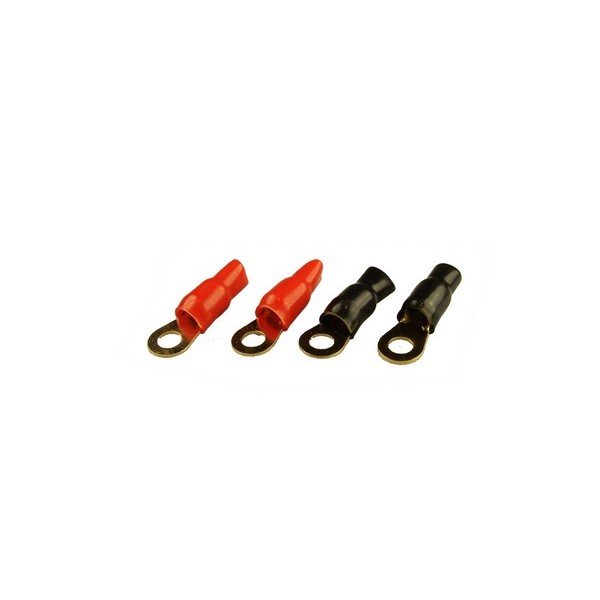 Terminal - 4 AWG - Red & Black Rings - Pack Of 4