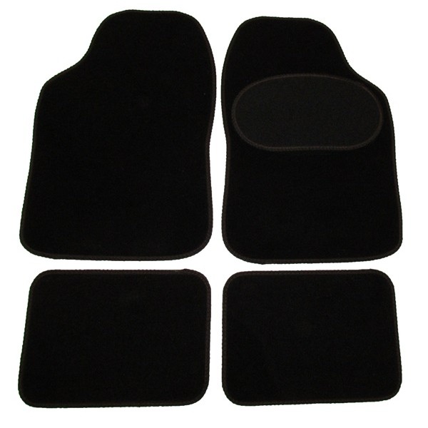 Luxury Universal Mat Set - Red Stitching - Black - 4 Piece
