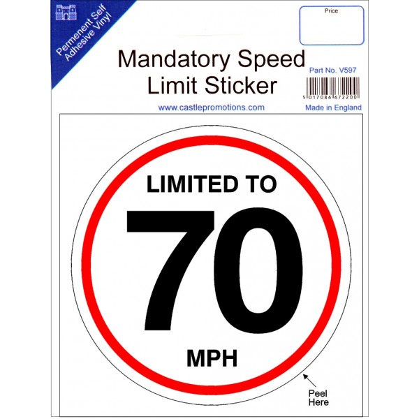 Speed Limit Sticker - 70mph