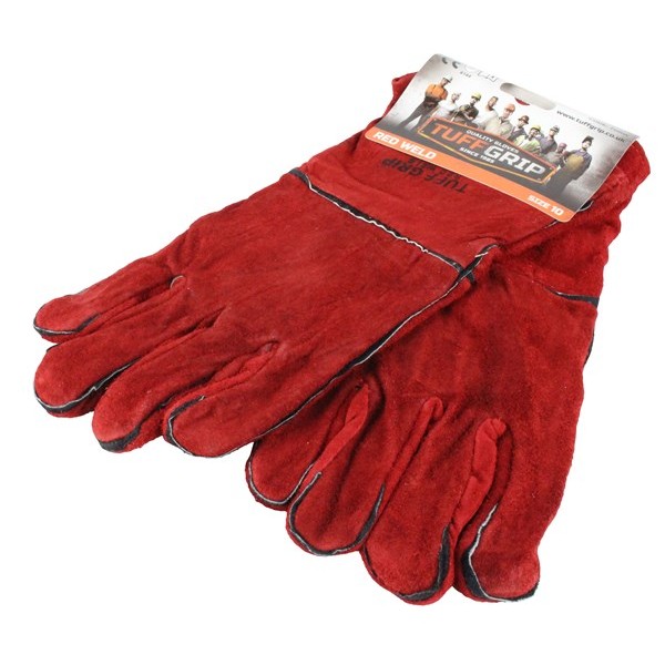 Welders Gauntlets - Leather Lined - Red